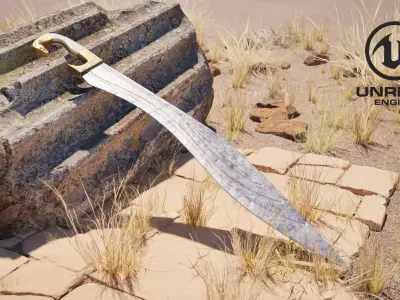 Ancient Greek Sword Kopis Game-Ready LowPoly Model Low-poly 3D model