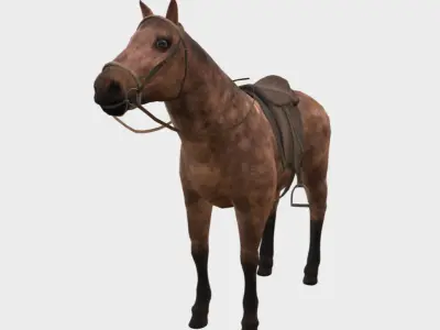 Horse with Saddle Low-poly 3D model