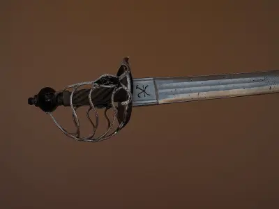 Broadsword or Haudegen Low-poly 3D model