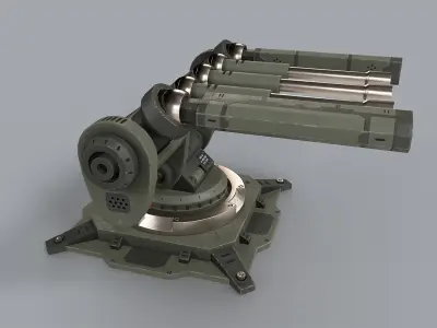 lowpoly Scifi Turret Rigged in Maya Low-poly 3D model