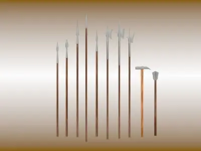 Medieval polearm set Low-poly 3D model