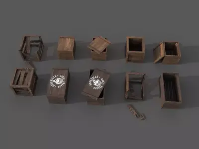 Crate Pack Low-poly 3D model purchase
