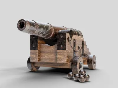 Medieval Cannon Low-poly 3D model by krmtrkgl