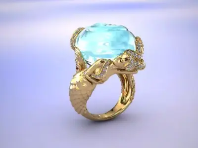 Ring Mermaid in Magerit style Free 3D print model