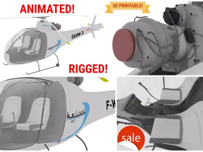 NEW AWESOME HELICOPTER RIGGED  Low-poly 3D model