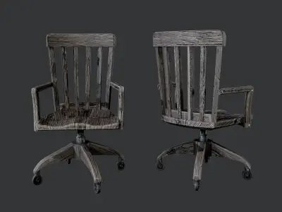 10 Antique Desk Chair Game Ready Low-poly 3D model