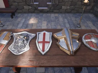 Fantasy Paladin Weapons Low-poly 3D model