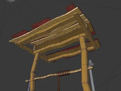  well with a wheelbarrow Low-poly 3D model