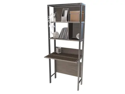 Industrial-Style Desk and Bookshelf Combo 3D model