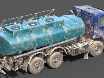 Lowpoly Abandoned Generic Tanker Fuel Cistern Truck  Low-poly 3D model