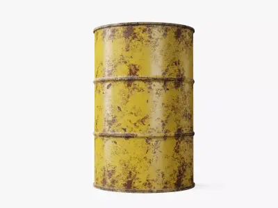 Steel Barrel - Yellow - Rusted 3D model