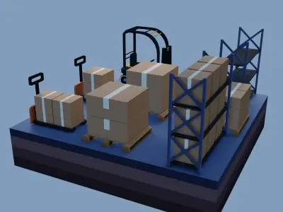 Low poly storage assets Low-poly 3D model