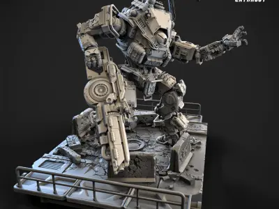 Big Particle Robot Static Pose Set 100mm approx height 3D print model