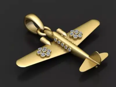 Gold airplane pendant 3D printable model   3D print model