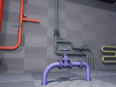 Modular Pipes Low-poly 3D model Low-poly