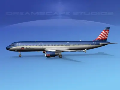 Airbus A321 Jet American 3D model