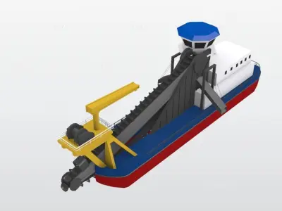 Chain Bucket Dredger 3D model