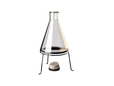 Laboratory Beaker on Tripod with Candle Free 3D model