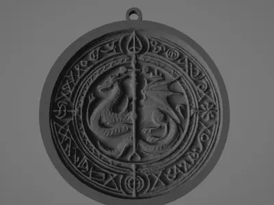 dragon coin key chain 3D print model