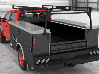 Red Ford Super Duty F550 with Service Body 3D model