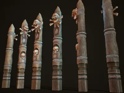 Totem wood 10 pbr 4k Low-poly 3D model
