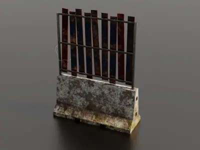 Concrete barrier  Low-poly 3D model 4