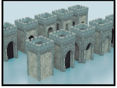 Medieval Small Tower Pack Low-poly 3D model