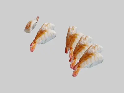 Sushi Delight 3D Scanned Shrimp Nigiri Low-poly 3D model