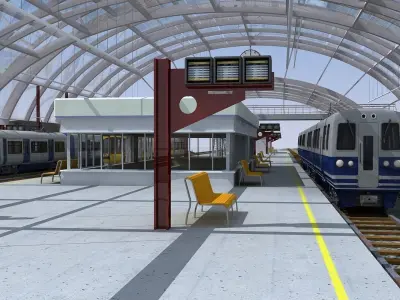 3D Train Station 07 3D model