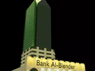 Bank Al-Blender  Modern Skyscraper 3D Model 3D model