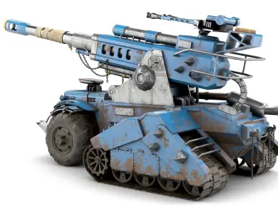 Futuristic Military Vehicle Low-poly 3D model