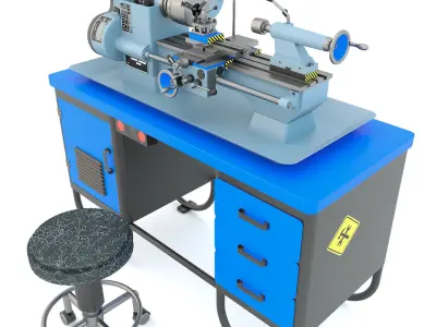 MN-80A Industrial desktop lathe machine tool 3D model