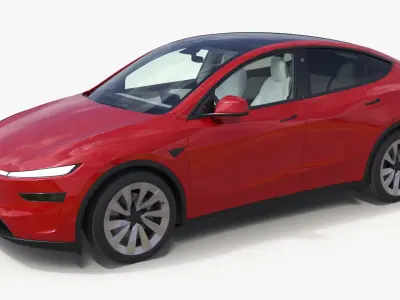 Red 2025 Tesla Model Y Juniper 3D model