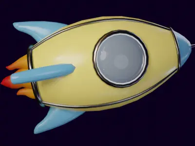 Low Poly Cartoon Rocket Low-poly 3D model
