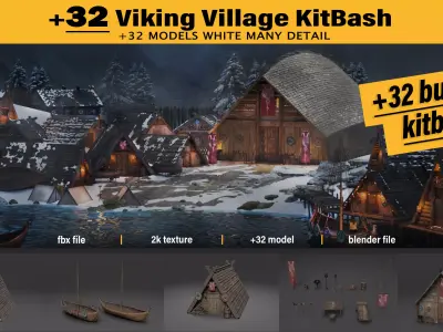 Viking building KitBash 3D model