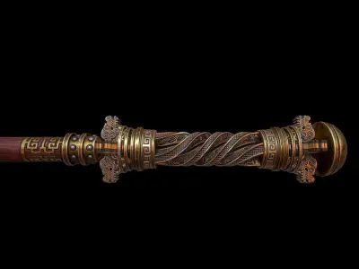 Chinese Combat Staff Low-poly 3D model