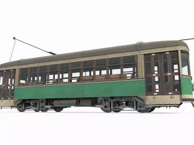 Old style vehicles public transportation trams 3D model