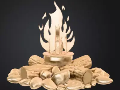 Low Poly Stylized Campfire Scene  Adventure Game Asset Low-poly 3D model