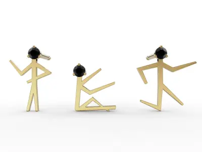 Earrings in the form of men 3D print model part 3 3D print model