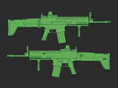 Scar Assault Rifle Highly Optimised Low-poly 3D model