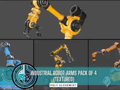 Industrial Robot Arms Pack Of 4  -Textured 3D model