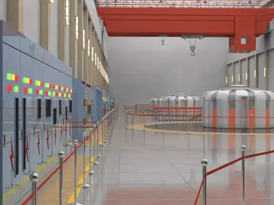 Hydropower Plant Turbine Hall   Power Generation Facility 3D model