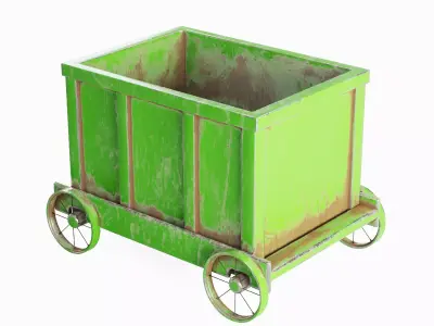 Old Mining Trolley 03 Low-poly 3D model