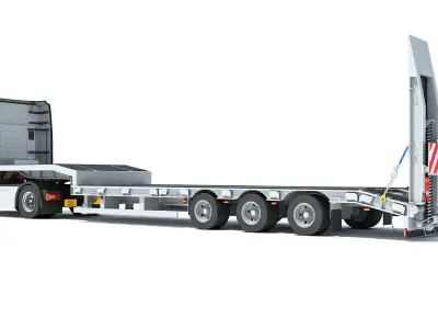 Truck with Platform Trailer 3D model