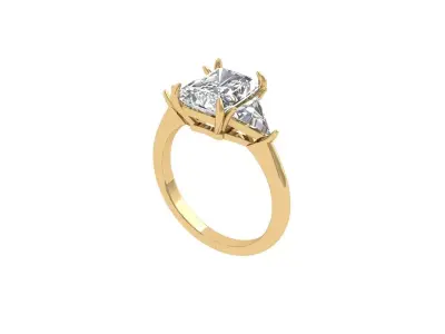 Radiant Solitaire Ring 3D print model shop