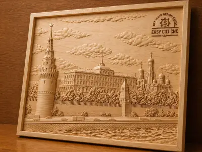 Russian Architecture CNC Wood Carving Panel 3D model
