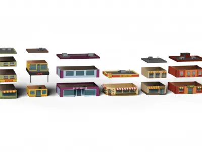 City Buildings Collection Part 1 Low-poly 3D model