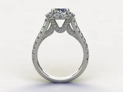 10011 diamond engagement ring with halo setting 3D print model