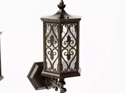 Classic European Exterior Lighting And Wall Lantern Set Low-poly 3D model