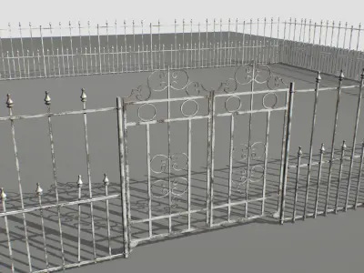 Railing Fence pack 4 Low-poly 3D model